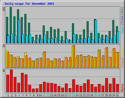 Daily usage for December 2021