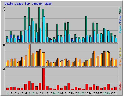 Daily usage for January 2023