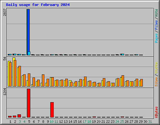 Daily usage for February 2024