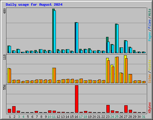 Daily usage for August 2024